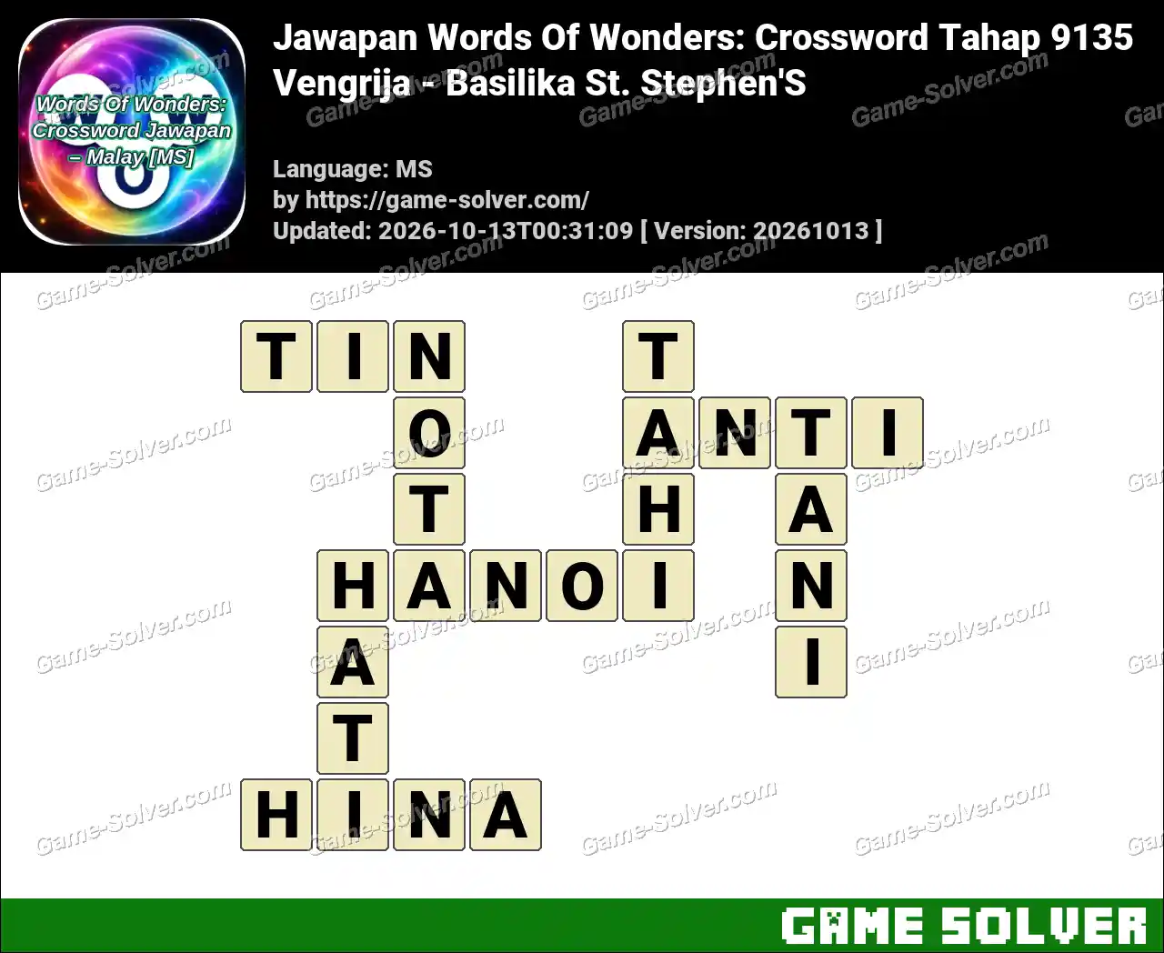 Jawapan Words Of Wonders: Crossword Tahap 9135 – Vengrija – Basilika St. Stephen’S